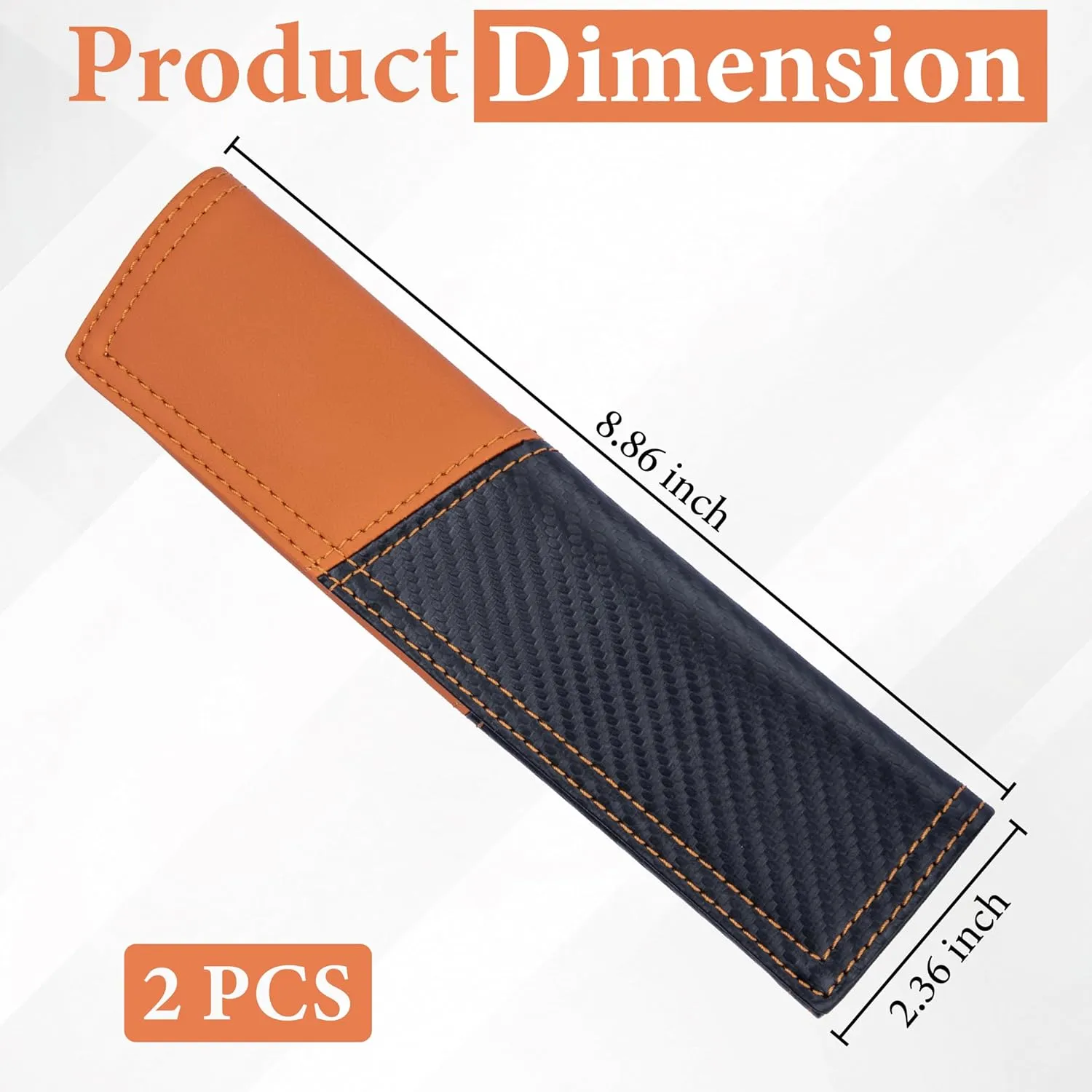 2 PCS Car Seat Belt Cover Pad, Carbon Fiber Safety Seatbelt Shoulder Strap Covers, Breathable Leather Soft Harness Pad, Interior Car Accessories, Universal for SUV, Truck, RV (Orange&Black