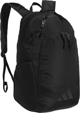 adidas Defender 5 Team Sports Backpack (33L) Durable Large Athletic Gym Laptop Travel Bag, Black/Black, One Size
