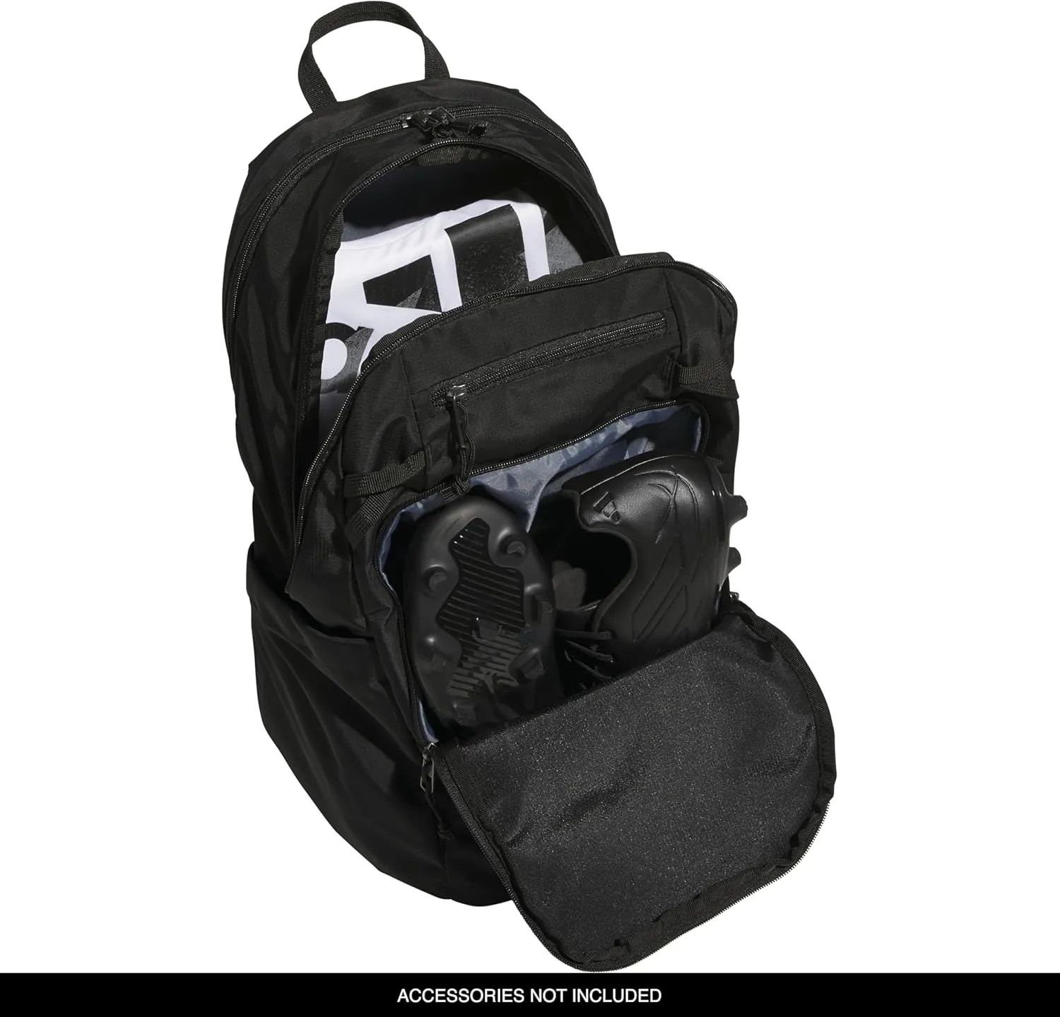 adidas Defender 5 Team Sports Backpack (33L) Durable Large Athletic Gym Laptop Travel Bag, Black/Black, One Size