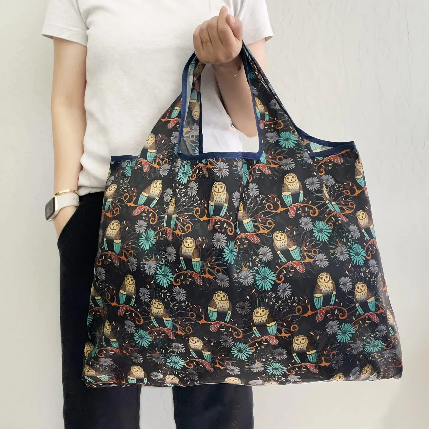 Allydrew Large Foldable Tote Nylon Reusable Grocery Bags