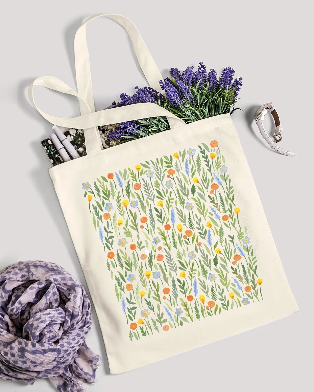 AUSVKAI Canvas Tote Bag for Women, Aesthetic Cute Grocery Grocery Reusable Cotton Gift Bag for Shooping Beach Trendy Gifts