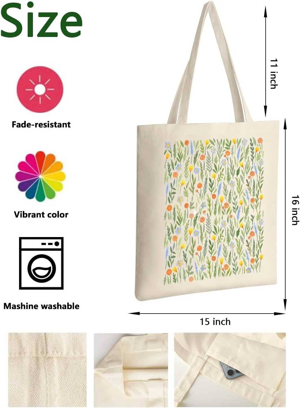 AUSVKAI Canvas Tote Bag for Women, Aesthetic Cute Grocery Grocery Reusable Cotton Gift Bag for Shooping Beach Trendy Gifts
