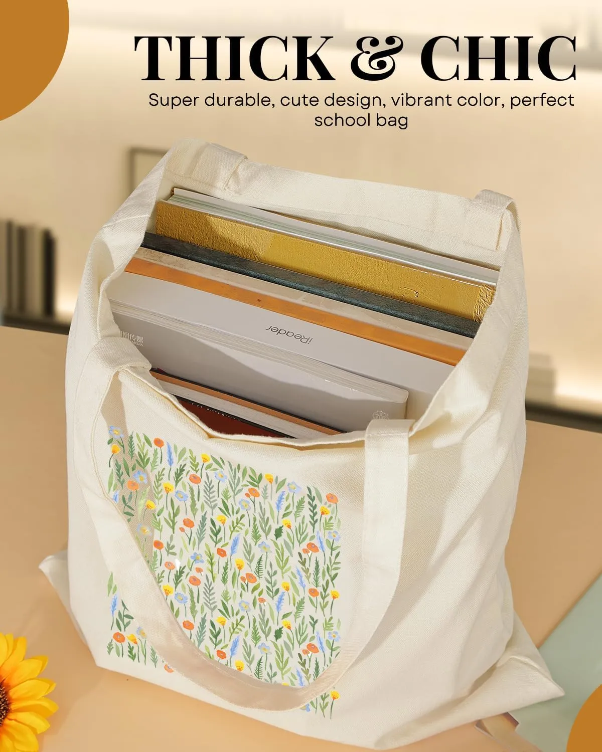 AUSVKAI Canvas Tote Bag for Women, Aesthetic Cute Grocery Grocery Reusable Cotton Gift Bag for Shooping Beach Trendy Gifts