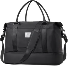 BAGAIL Travel Duffel Bag - Weekender, Overnight Gym Carry On Tote with Wet Pocket, Hospital Mom Bag for Labor and Delivery - Extra Large, Black