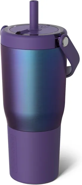 BrMate Resa 25oz 100% Leakproof Travel Tumbler with Handle & Straw | Flexible Soft Sip Straw | Silicone Sleeve for Durability | Stainless Steel | Cup Holder & Travel Friendly | (Dark Aura)