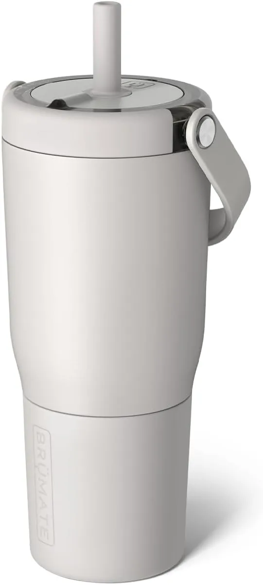 BrMate Resa 25oz 100% Leakproof Travel Tumbler with Handle & Straw | Flexible Soft Sip Straw | Silicone Sleeve for Durability | Stainless Steel | Cup Holder & Travel Friendly | (Dune)