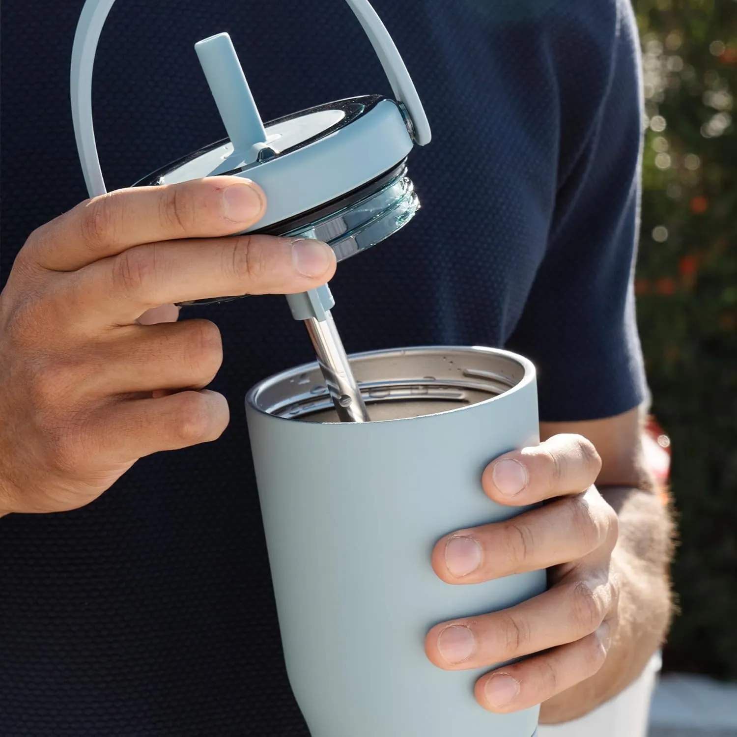 BrMate Resa 25oz 100% Leakproof Travel Tumbler with Handle & Straw | Flexible Soft Sip Straw | Silicone Sleeve for Durability | Stainless Steel | Cup Holder & Travel Friendly | (Dune)