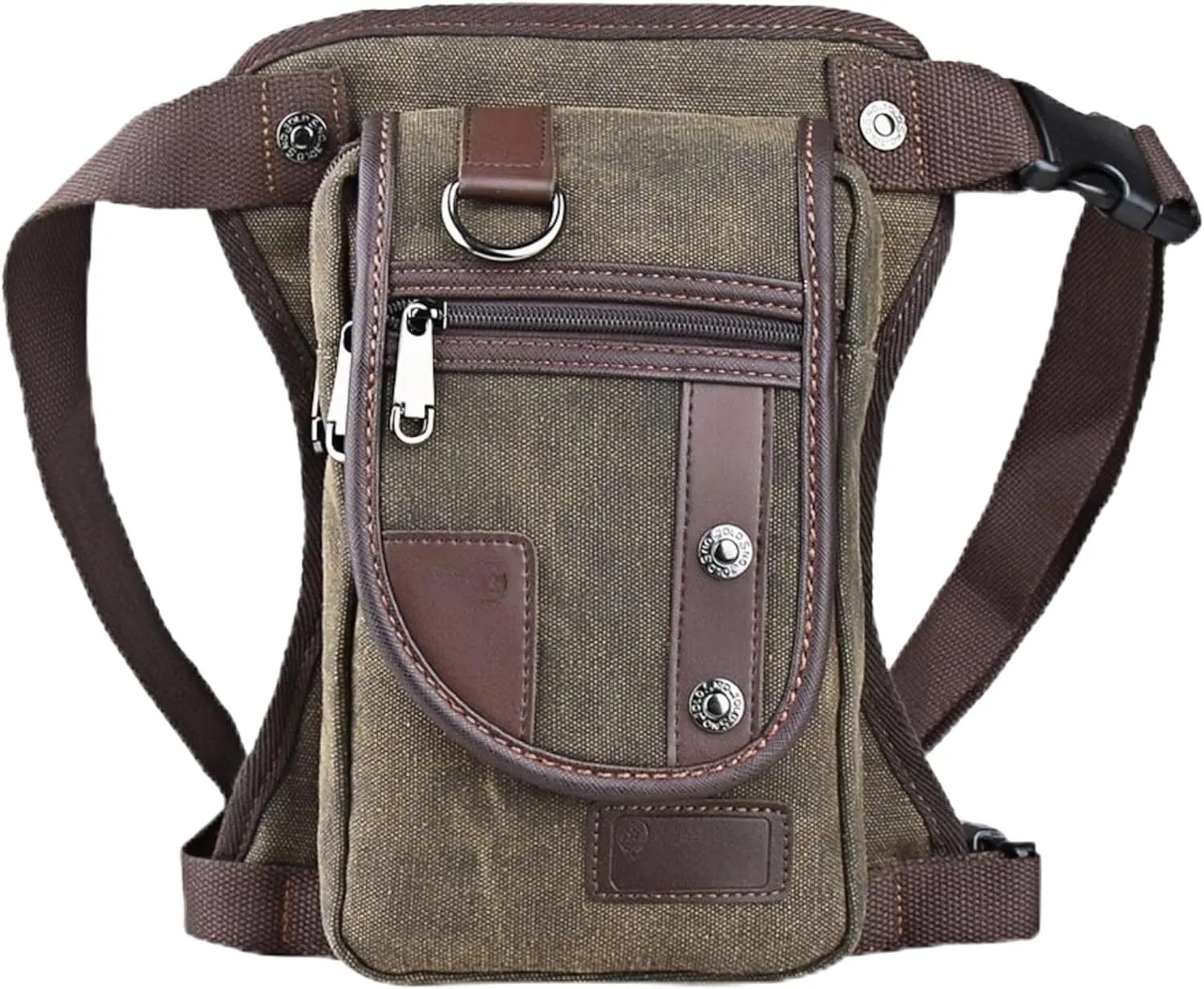 Canvas Drop Leg Bag, Motorcycle Thigh Bag with Multiple Pockets, 6x2.8x10.5 inches (Coffee)