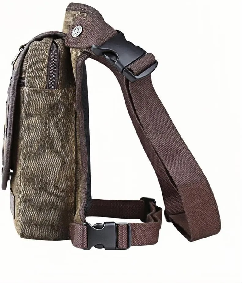 Canvas Drop Leg Bag, Motorcycle Thigh Bag with Multiple Pockets, 6x2.8x10.5 inches (Coffee)