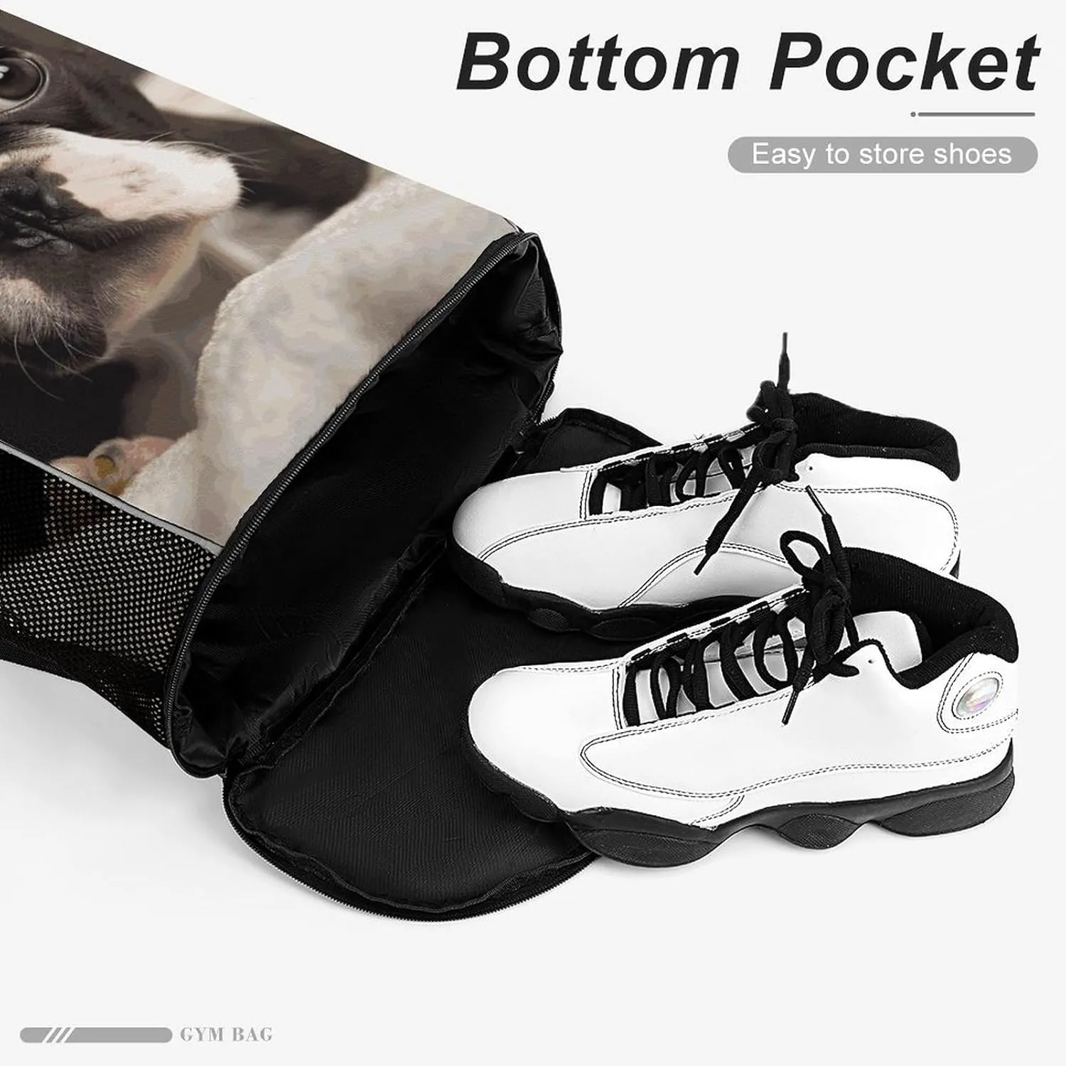 Drawstring Backpack Sports Gym Swim Bag with Shoes Compartment Cute Boston Terrier Stuff Sack