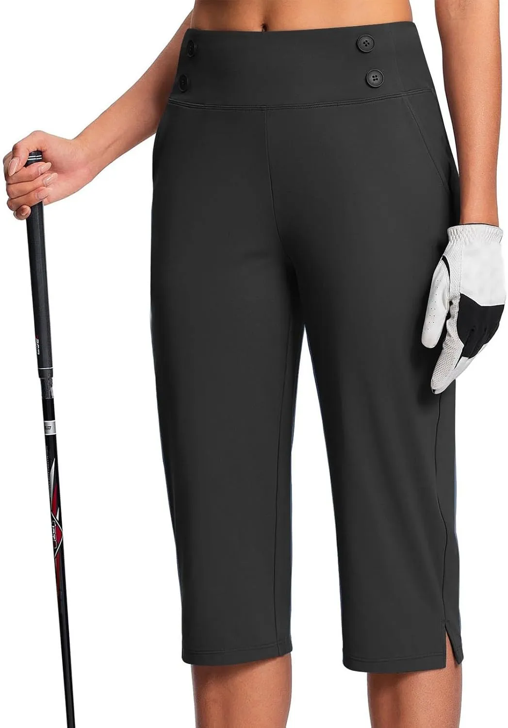 Dressy Capri Pants for Women Casual Work Business Capris High Waist Stretch Yoga Cropped Pant with Pocket