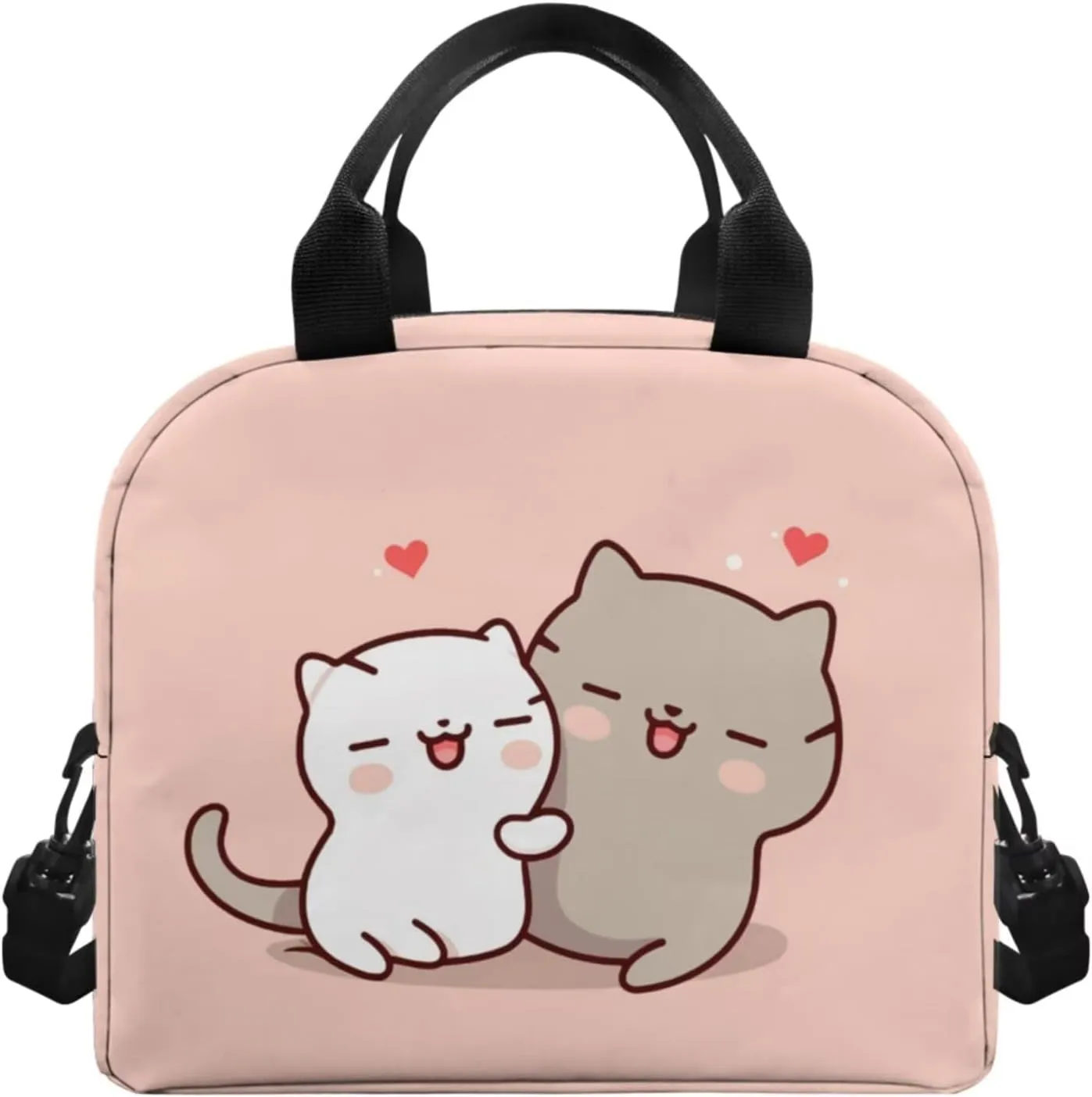 Flashideas Cartoon Cat School Backpack Set 4Pcs with Lunch Box Insulated Water Bottle Kids Backpack for Girls 8-10 and Water Bottle Carrier for Elementary Primary Middle School Bookbag