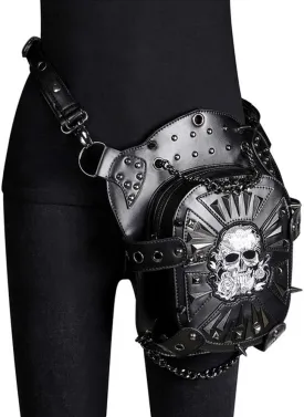 Gothic Steampunk Waist Bag Drop Leg Bag Pack Hip Belt Fanny Wallet Purse Pouch Bag (Black2)
