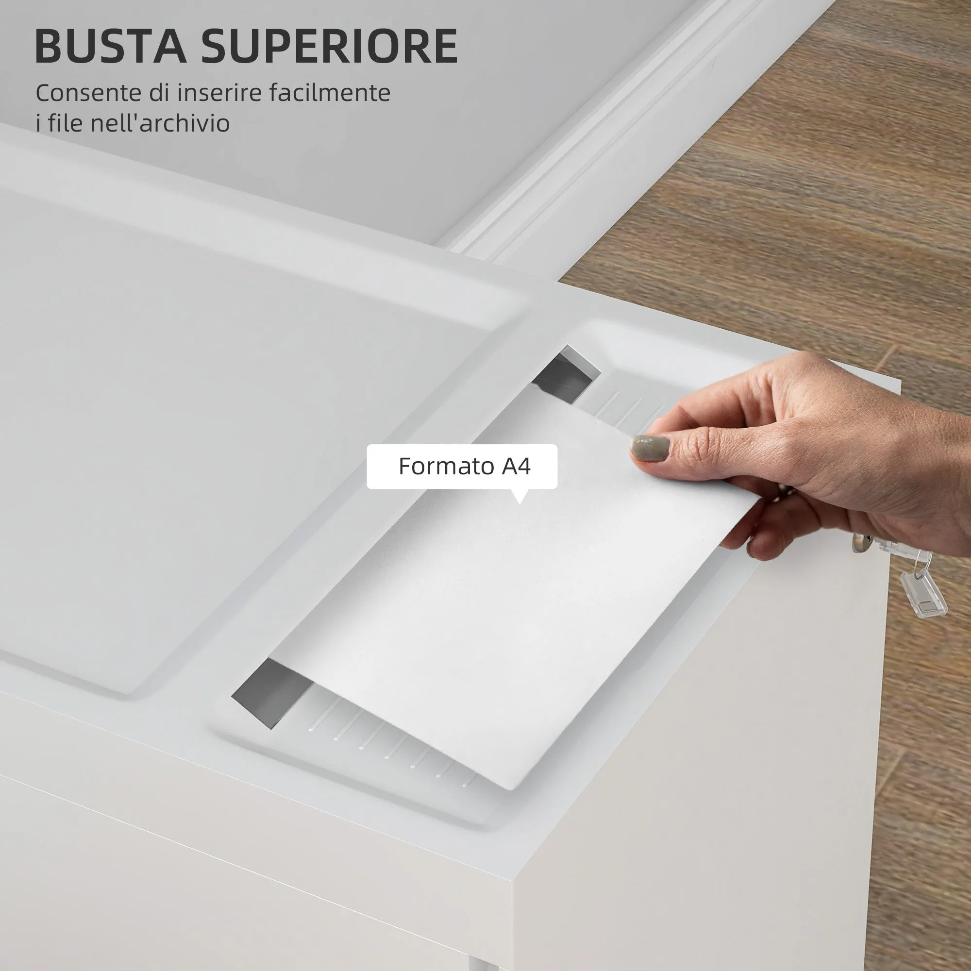 HOMCOM Office File Cabinet with 2 Drawers, Envelope Slot and Hanging Bar, Steel, 30x50x53.5 cm, White