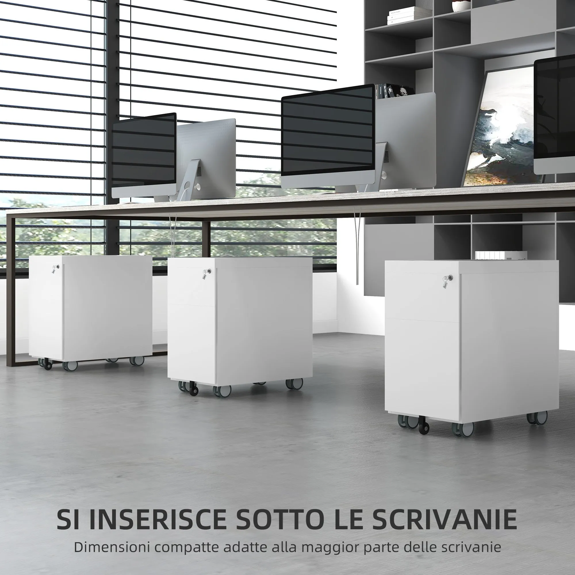 HOMCOM Office File Cabinet with 2 Drawers, Envelope Slot and Hanging Bar, Steel, 30x50x53.5 cm, White