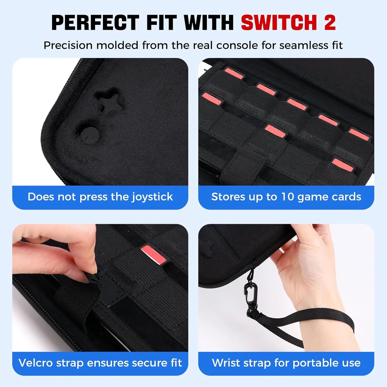 IINE Split Carrying Storage Bag for Switch 2  Hard Shell Travel Case with Large Capacity, Detachable Layers, and Adjustable Strap  Compatible with Console, Dock, and Accessories(2-in-1 Case, Black)