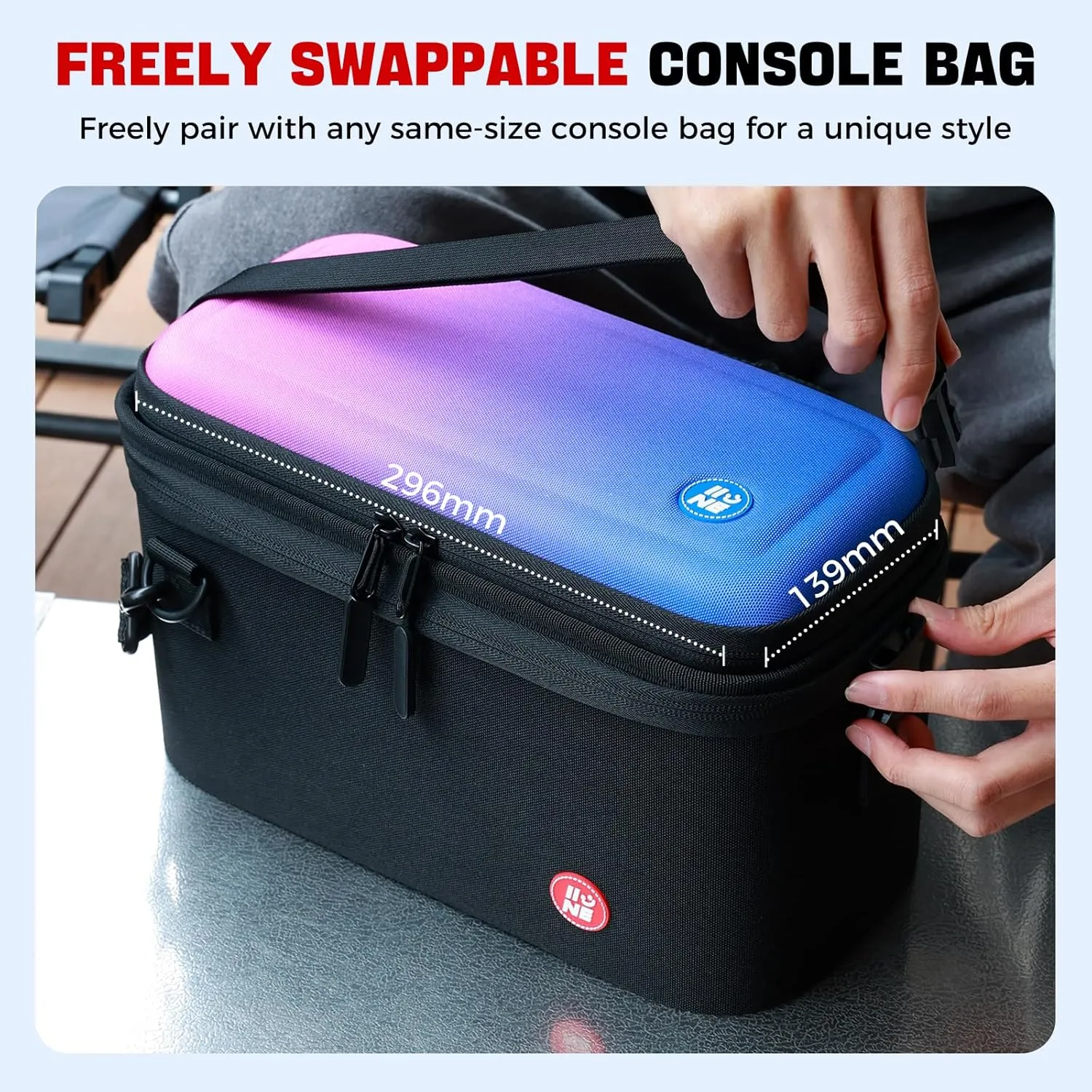 IINE Split Carrying Storage Bag for Switch 2  Hard Shell Travel Case with Large Capacity, Detachable Layers, and Adjustable Strap  Compatible with Console, Dock, and Accessories(2-in-1 Case, Black)