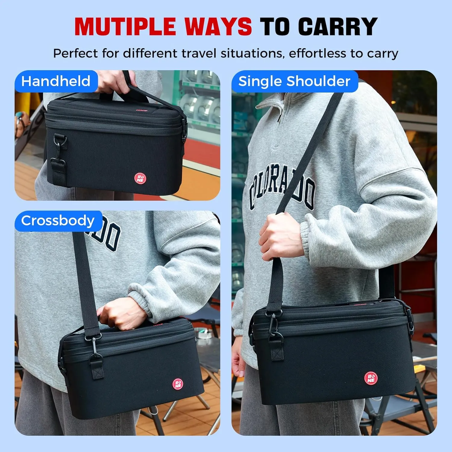 IINE Split Carrying Storage Bag for Switch 2  Hard Shell Travel Case with Large Capacity, Detachable Layers, and Adjustable Strap  Compatible with Console, Dock, and Accessories(2-in-1 Case, Black)