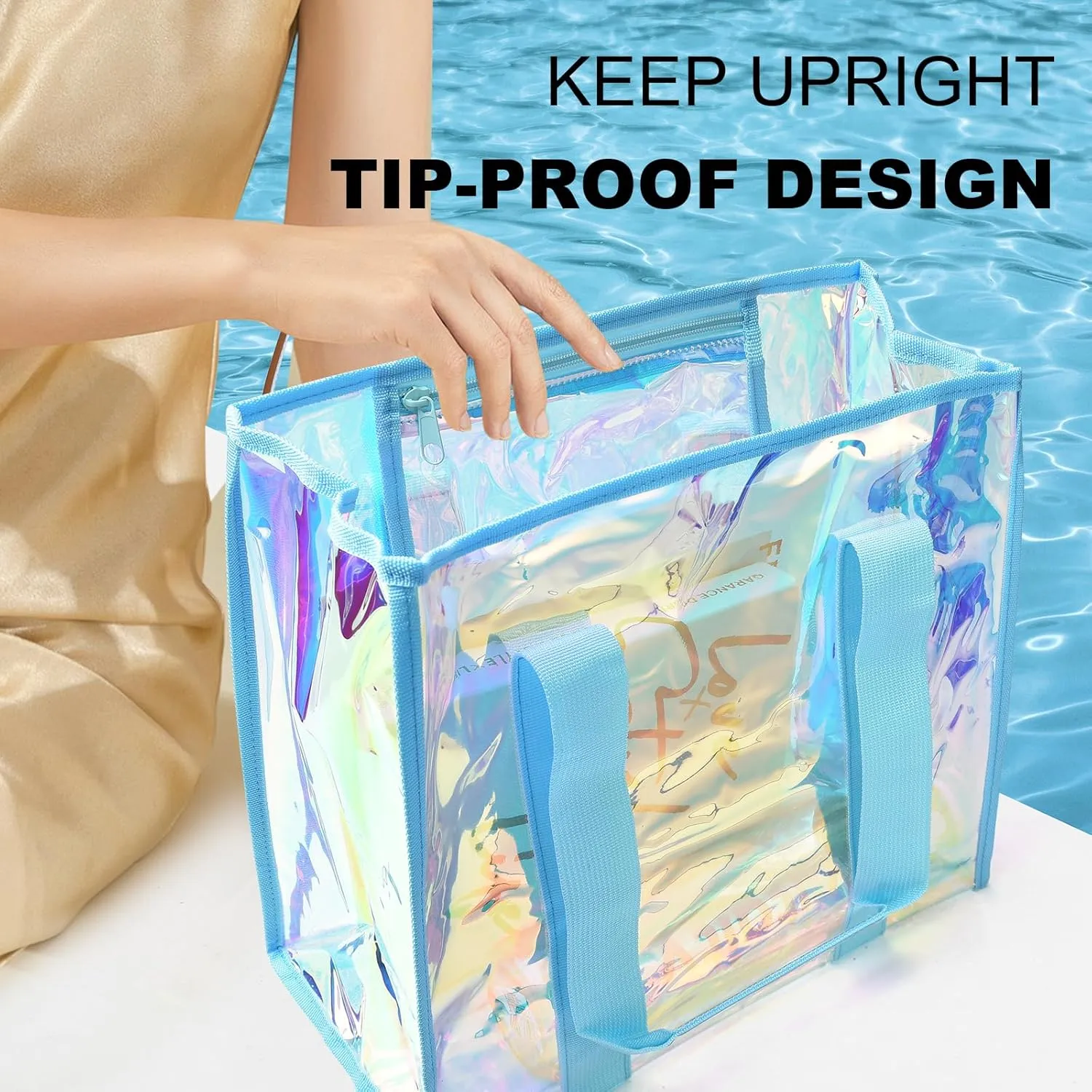 IwIeIaIrI Clear Tote Bag PVC Beach Bag Women's Large Crossbody Shoulder Bag with Zipper