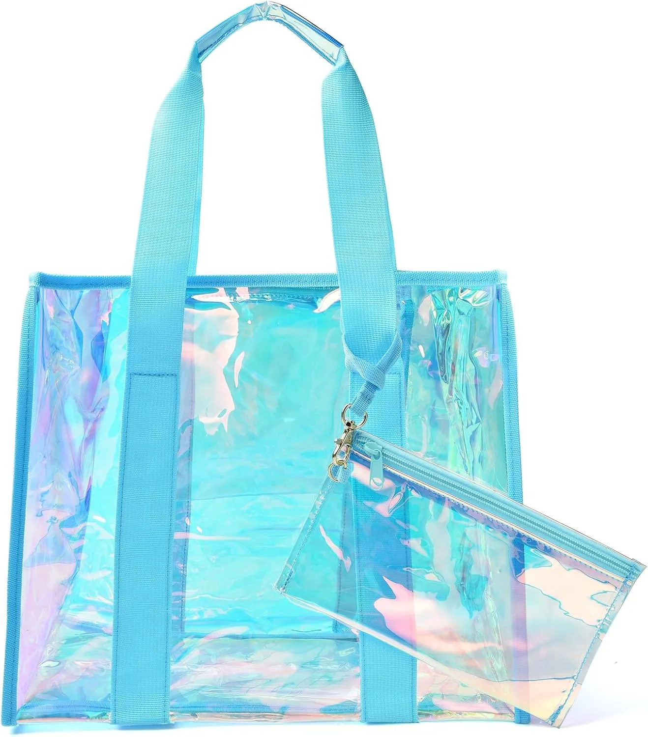 IwIeIaIrI Clear Tote Bag PVC Beach Bag Women's Large Crossbody Shoulder Bag with Zipper
