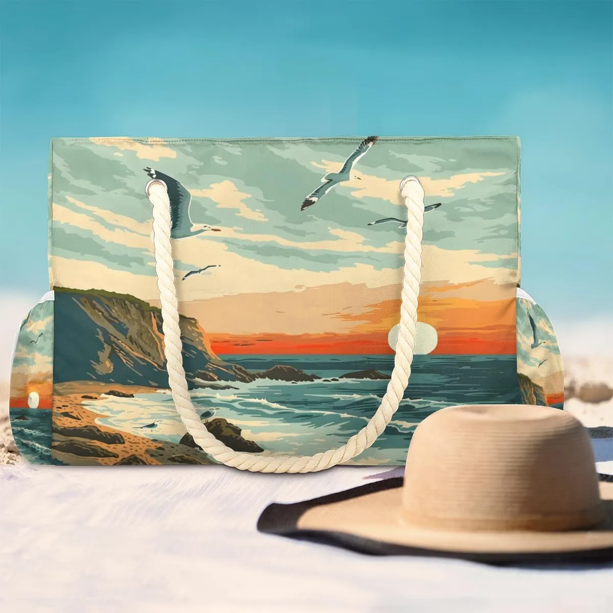 Large Tote Beach Bags for Women with Zipper Waterproof Sandproof Swim Pool Grocery Gym Travel Bag