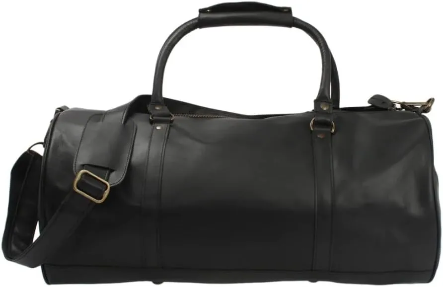 Leather Travel Duffel Travel Companion for Men and Women - Holiday Bag, Classic Gift, Weekend Bag, Overnight Full Grain Retro, Sport Gym, Airplane Luggage Carry on Luggage Bag (Black)