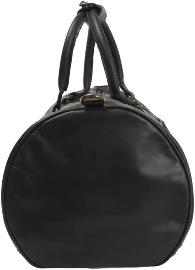 Leather Travel Duffel Travel Companion for Men and Women - Holiday Bag, Classic Gift, Weekend Bag, Overnight Full Grain Retro, Sport Gym, Airplane Luggage Carry on Luggage Bag (Black)
