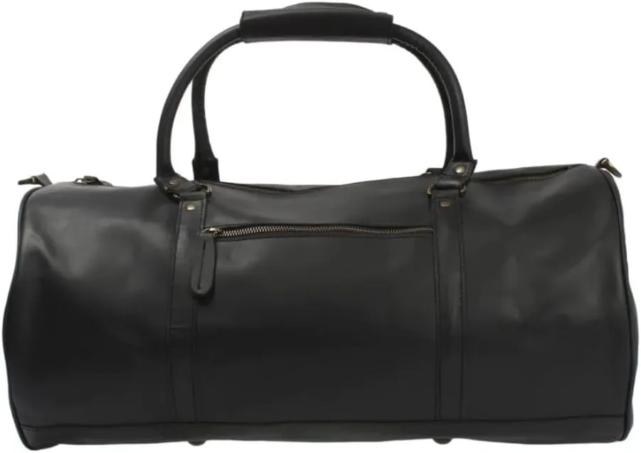 Leather Travel Duffel Travel Companion for Men and Women - Holiday Bag, Classic Gift, Weekend Bag, Overnight Full Grain Retro, Sport Gym, Airplane Luggage Carry on Luggage Bag (Black)