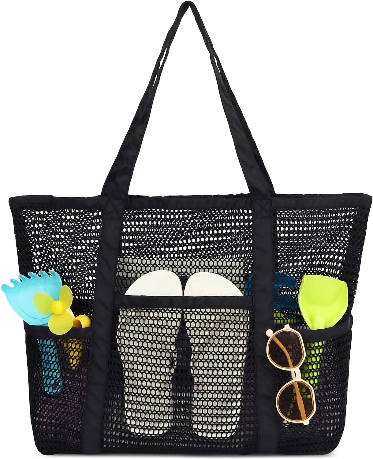 Mesh Beach Bag, Casual Womens Shoulder Handbag, Large Sandproof Beach Tote Bag for Pool/Travel/Vacation Essentials