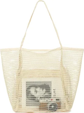 Mesh Beach Bag, Casual Womens Shoulder Handbag, Large Sandproof Beach Tote Bag for Pool/Travel/Vacation Essentials