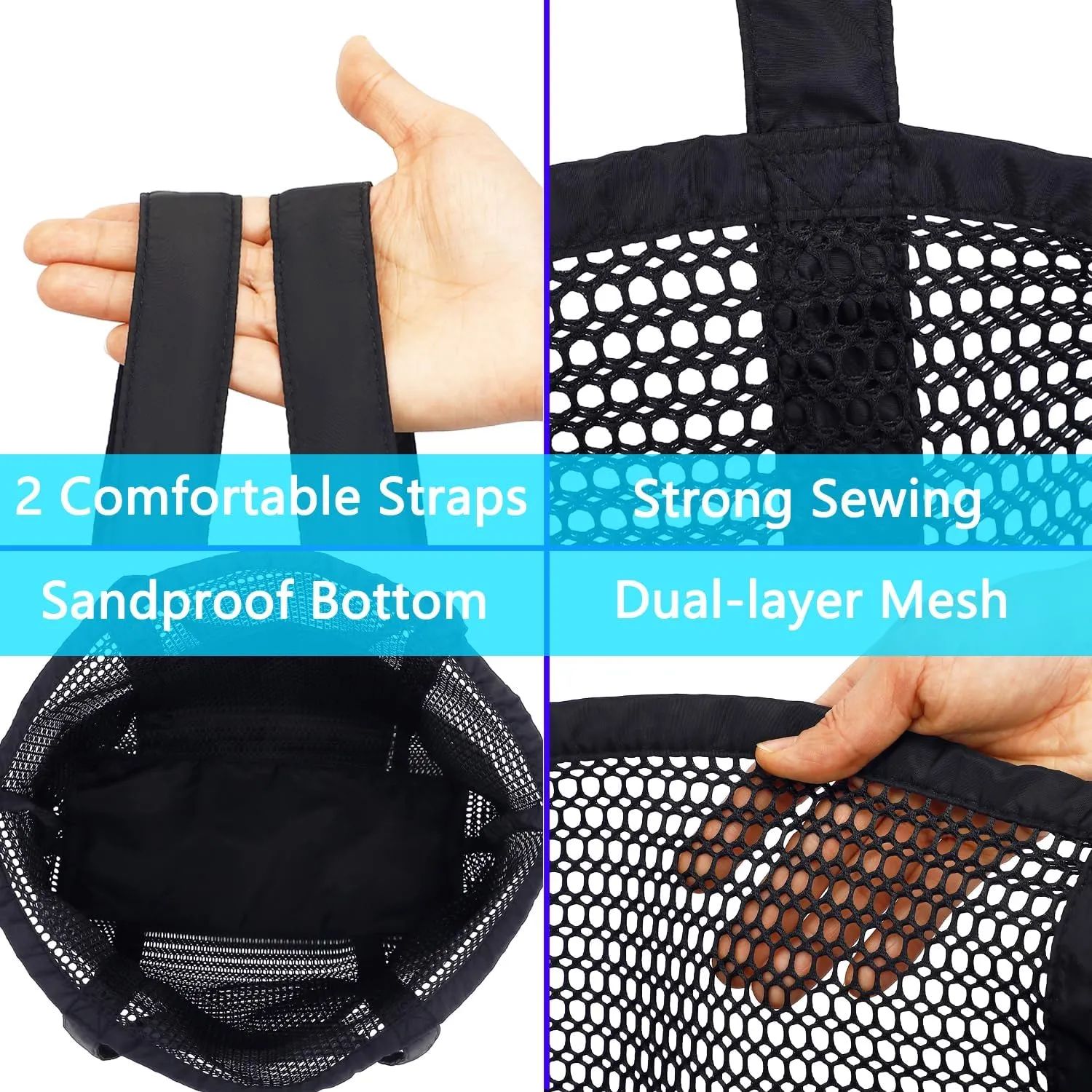Mesh Beach Bag, Casual Womens Shoulder Handbag, Large Sandproof Beach Tote Bag for Pool/Travel/Vacation Essentials