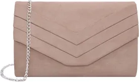 Milisente Evening Bag for Women, Suede Envelope Evening Purses Crossbody Shoulder Clutch Bag