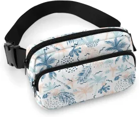 Nautical Beach Fanny Pack Belt Bag with Adjustable Strap Nautilus Shells Starfish Waist Packs Small Pouch Crossbody Bags for Hiking Running Cycling Traveling