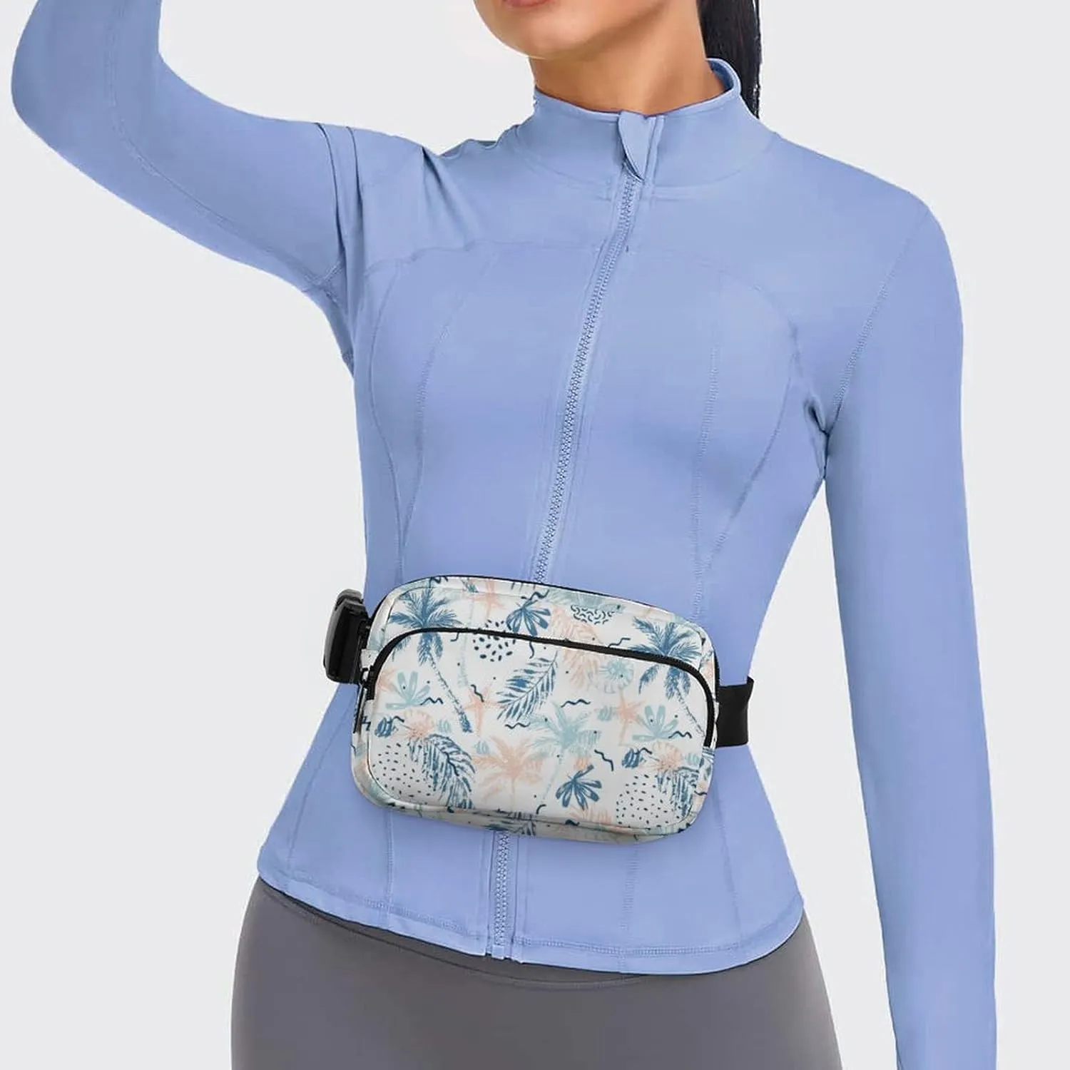 Nautical Beach Fanny Pack Belt Bag with Adjustable Strap Nautilus Shells Starfish Waist Packs Small Pouch Crossbody Bags for Hiking Running Cycling Traveling