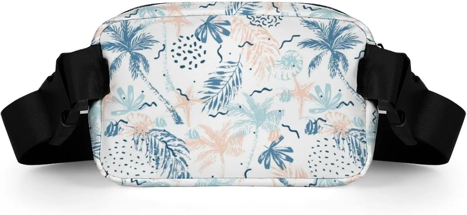 Nautical Beach Fanny Pack Belt Bag with Adjustable Strap Nautilus Shells Starfish Waist Packs Small Pouch Crossbody Bags for Hiking Running Cycling Traveling