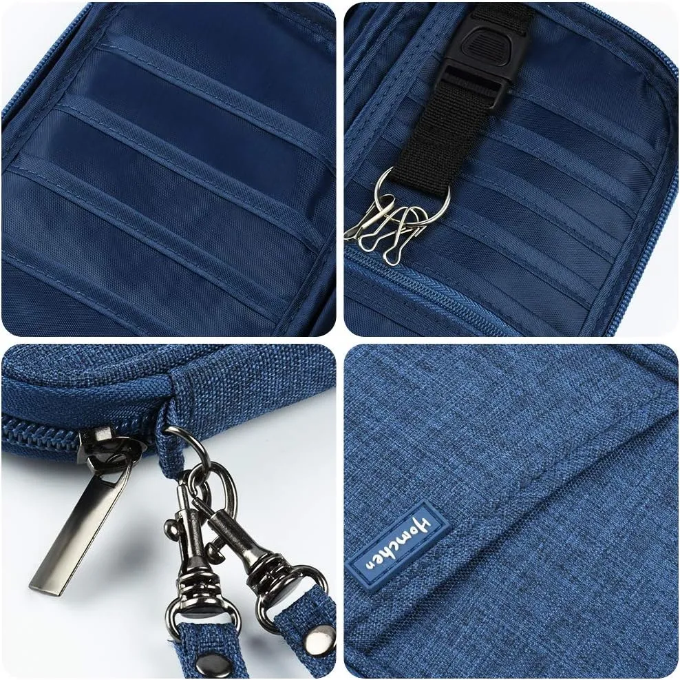 RFID Passport Wallet with Vaccine Card Slot, Family Travel Passport Holder Document Organizer Bag with Wrist & Neck Double Strap