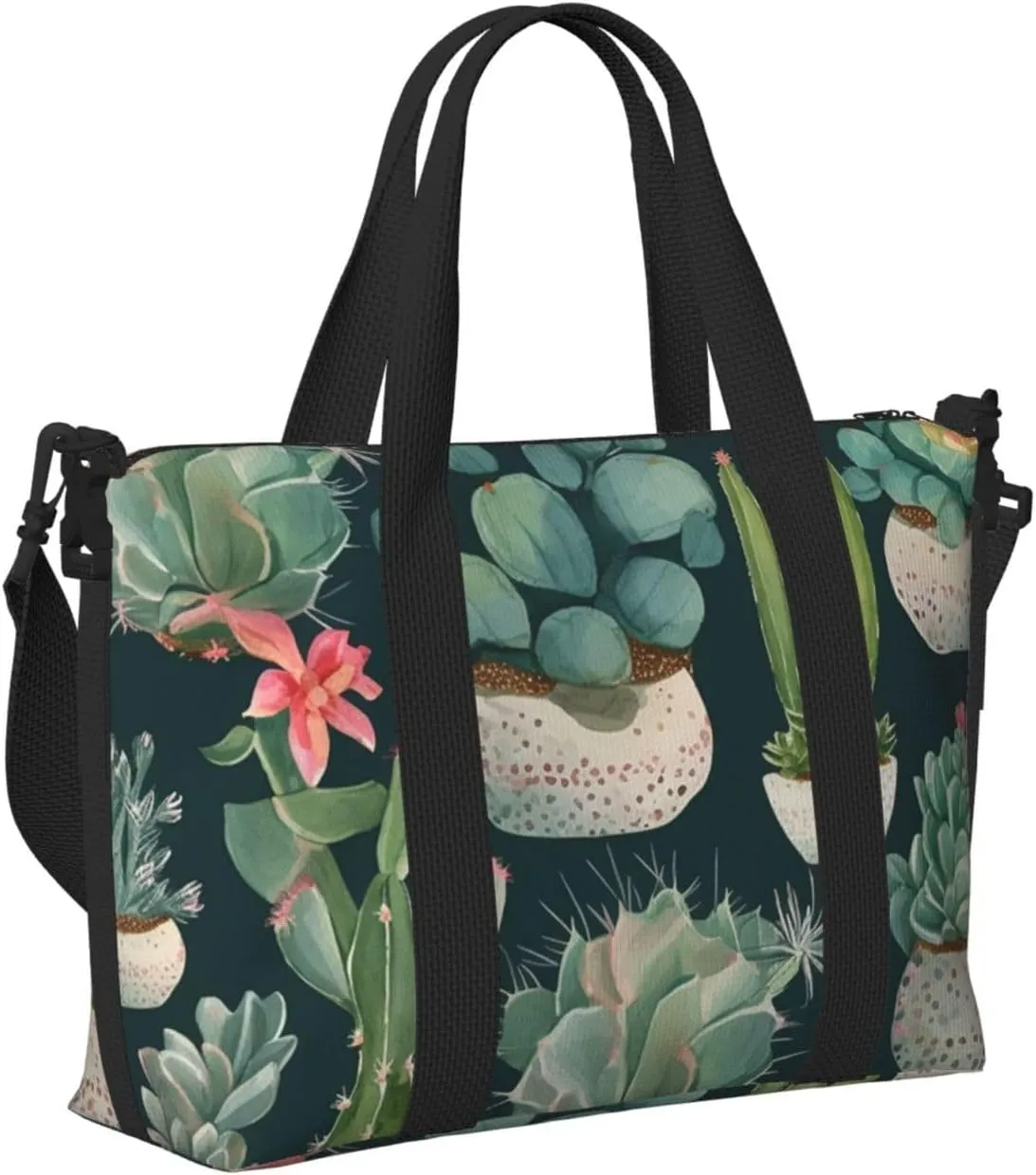 Sports Gym Bag for Women Men Travel Duffel Bag Tote Weekender Bag Carry on Overnight Bag for Travel Swimming Fitness Workout Sports Succulent Plants and Cactus Duffle Bag
