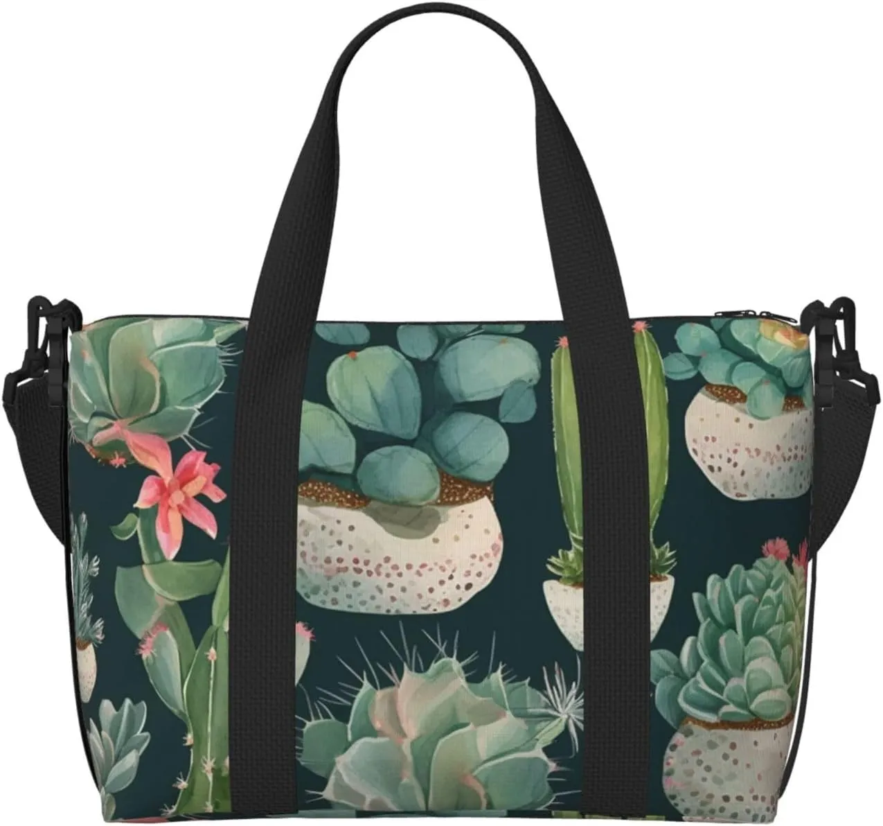Sports Gym Bag for Women Men Travel Duffel Bag Tote Weekender Bag Carry on Overnight Bag for Travel Swimming Fitness Workout Sports Succulent Plants and Cactus Duffle Bag