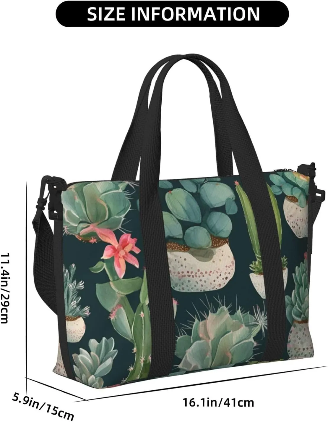 Sports Gym Bag for Women Men Travel Duffel Bag Tote Weekender Bag Carry on Overnight Bag for Travel Swimming Fitness Workout Sports Succulent Plants and Cactus Duffle Bag