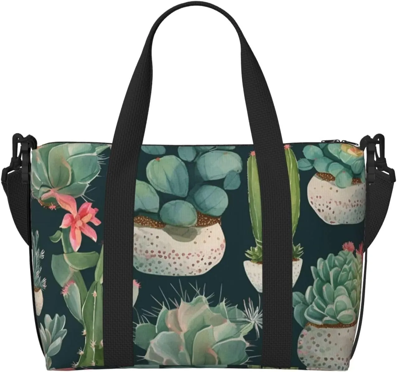 Sports Gym Bag for Women Men Travel Duffel Bag Tote Weekender Bag Carry on Overnight Bag for Travel Swimming Fitness Workout Sports Succulent Plants and Cactus Duffle Bag