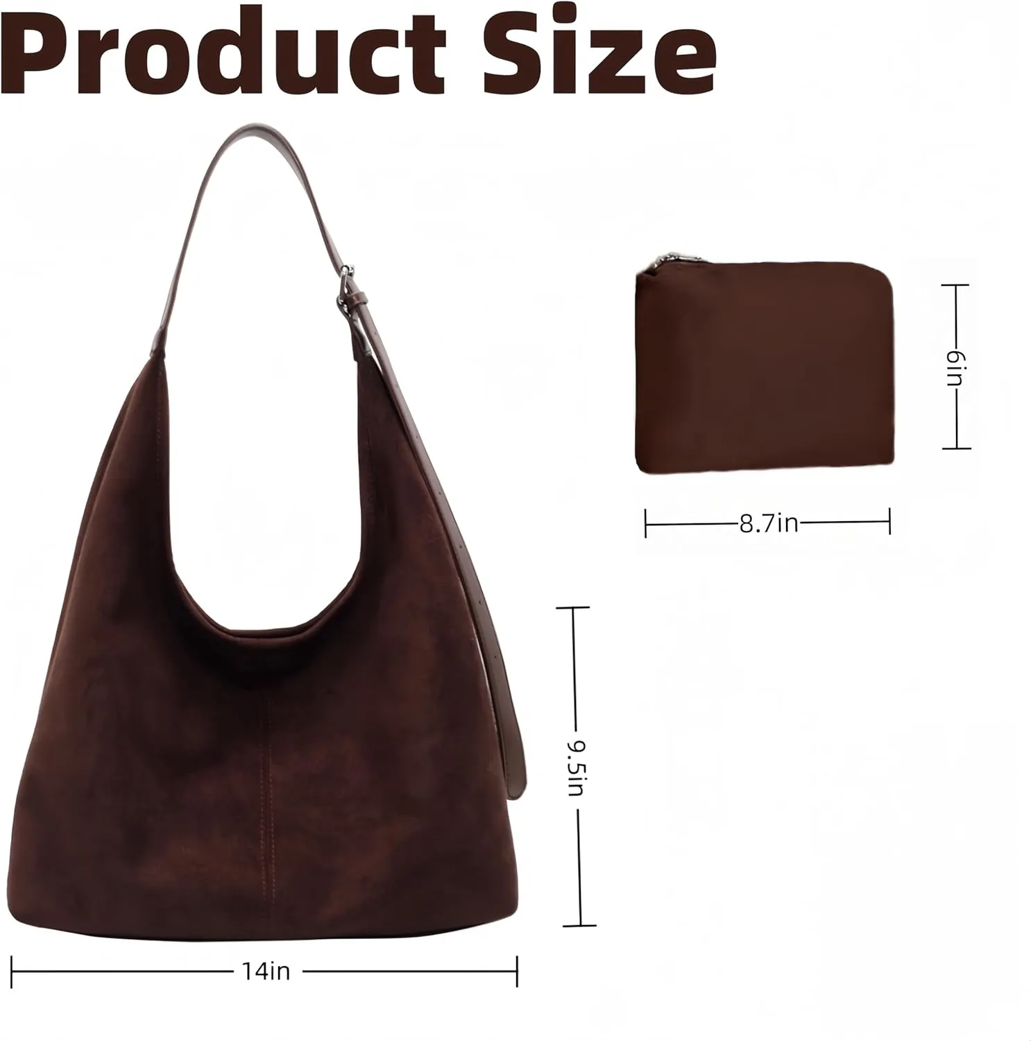 Suede Tote Bag, Hobo Bag for Women, Retro Slouchy Suede Hobo Bag with Adjustable Strap, Stylish Office Tote Handbag
