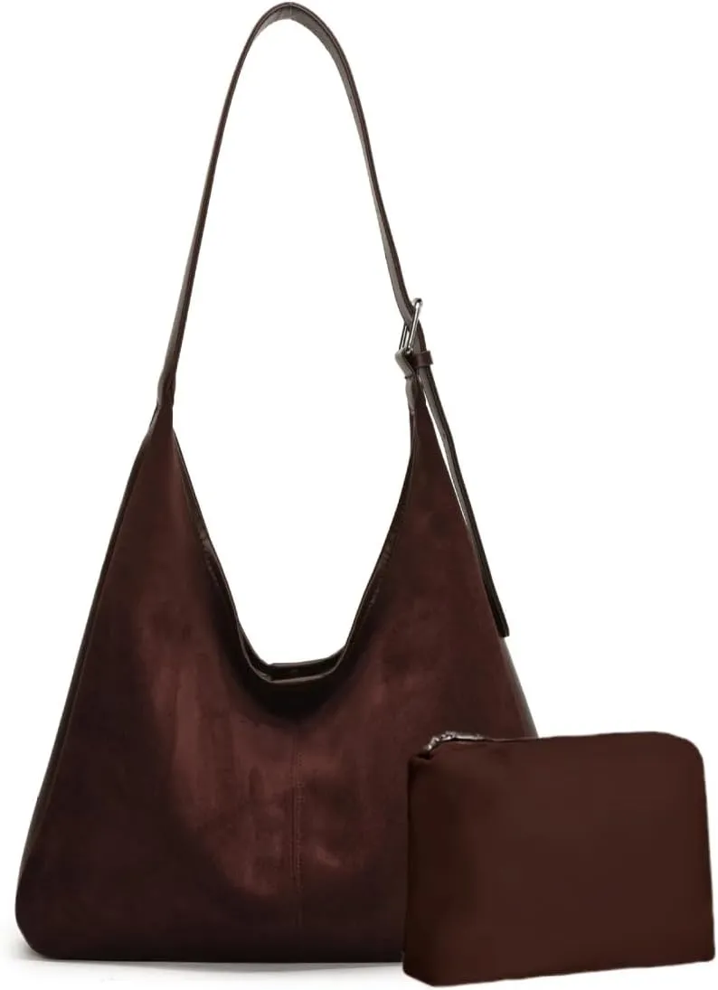 Suede Tote Bag, Hobo Bag for Women, Retro Slouchy Suede Hobo Bag with Adjustable Strap, Stylish Office Tote Handbag