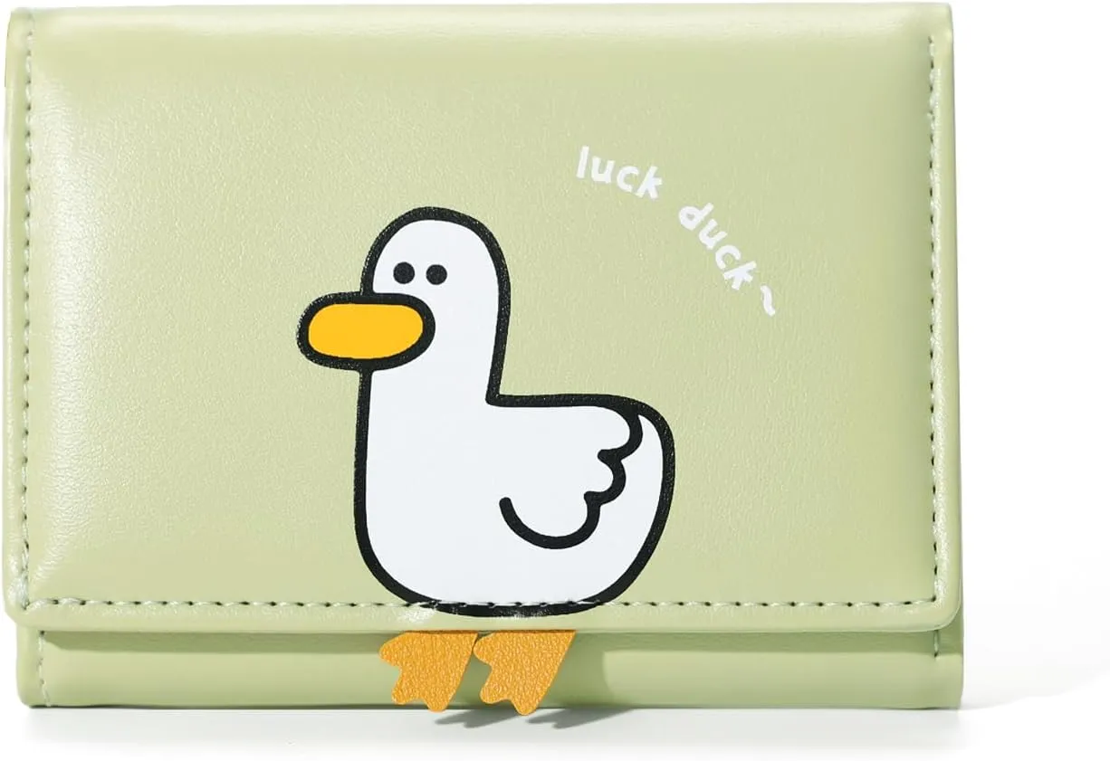 Sunwel Fashion Girls Cute 3D Duck Mini Folding Wallet Tiny Wallet Cash Pocket Card Holder ID Window Purse for Women