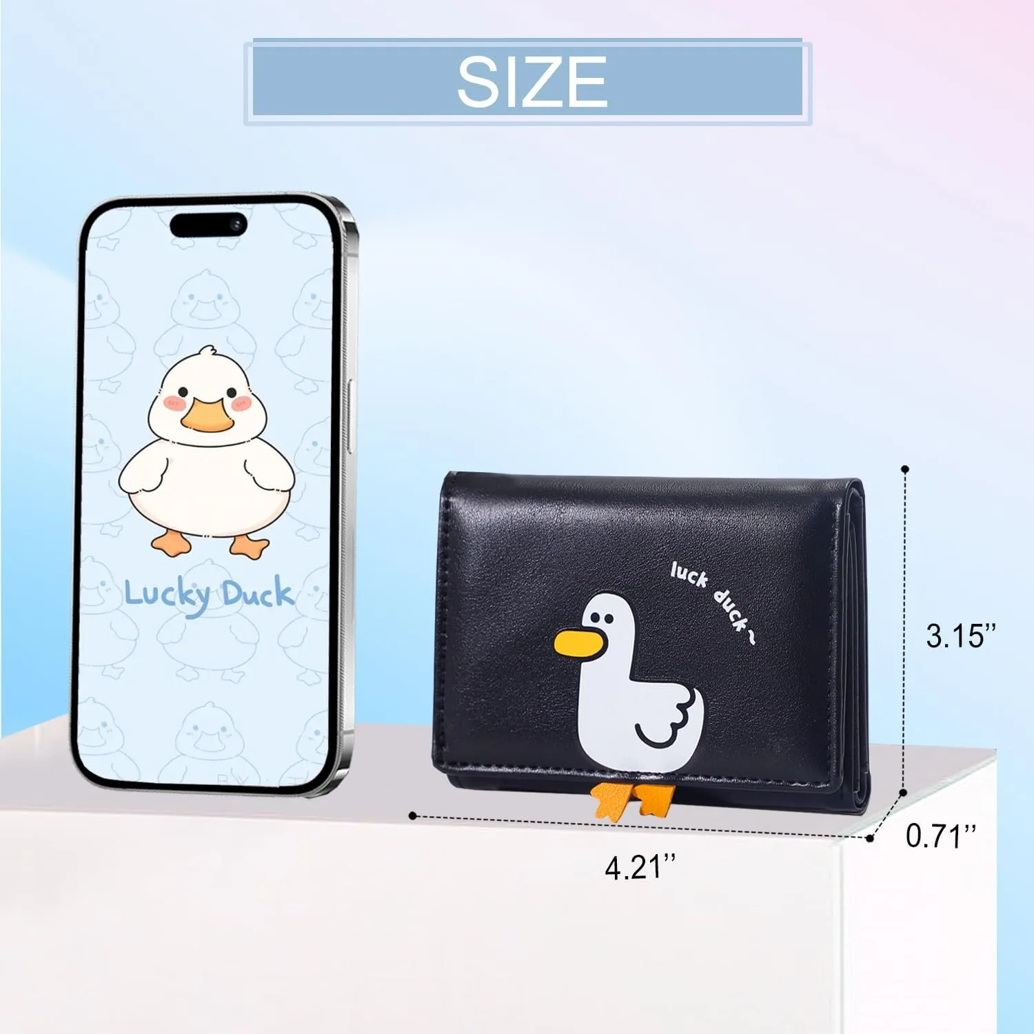 Sunwel Fashion Girls Cute 3D Duck Mini Folding Wallet Tiny Wallet Cash Pocket Card Holder ID Window Purse for Women