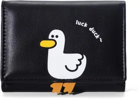 Sunwel Fashion Girls Cute 3D Duck Mini Folding Wallet Tiny Wallet Cash Pocket Card Holder ID Window Purse for Women