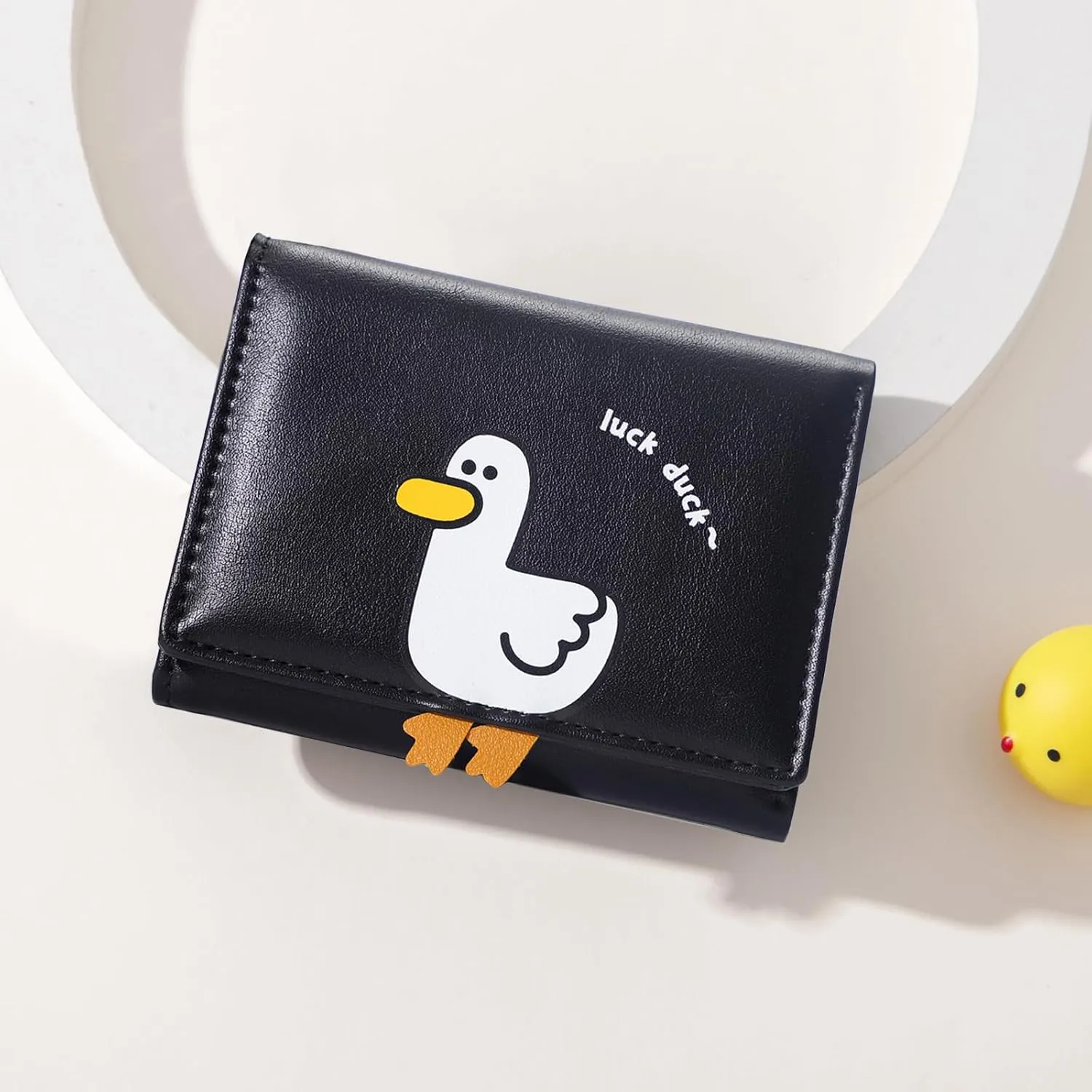 Sunwel Fashion Girls Cute 3D Duck Mini Folding Wallet Tiny Wallet Cash Pocket Card Holder ID Window Purse for Women
