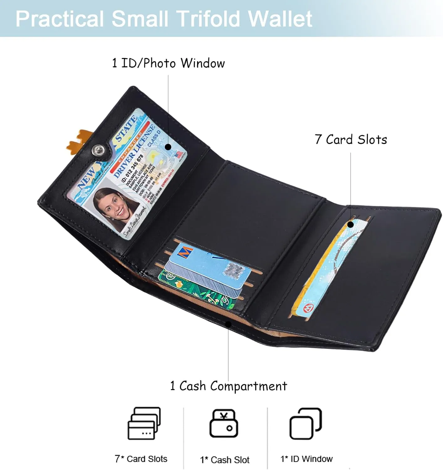 Sunwel Fashion Girls Cute 3D Duck Mini Folding Wallet Tiny Wallet Cash Pocket Card Holder ID Window Purse for Women