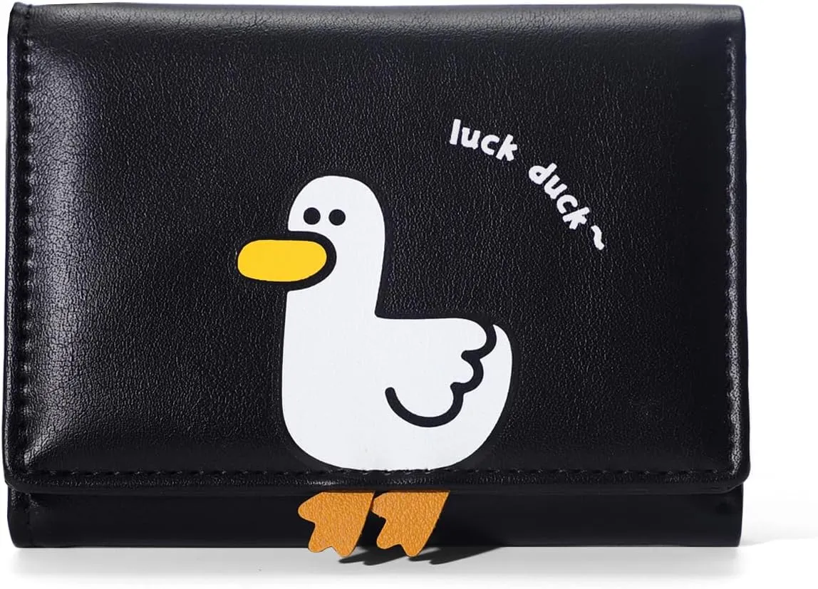Sunwel Fashion Girls Cute 3D Duck Mini Folding Wallet Tiny Wallet Cash Pocket Card Holder ID Window Purse for Women
