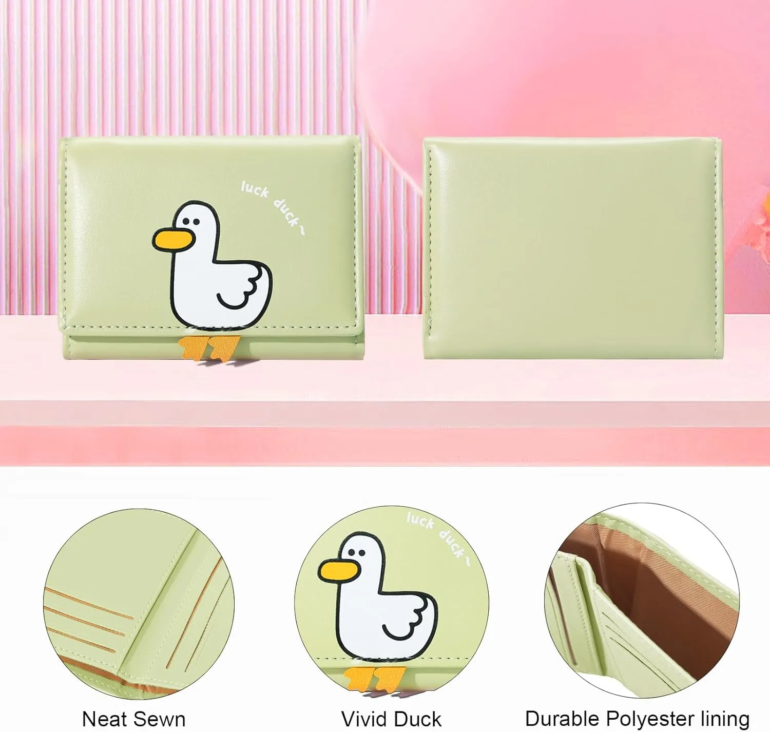 Sunwel Fashion Girls Cute 3D Duck Mini Folding Wallet Tiny Wallet Cash Pocket Card Holder ID Window Purse for Women
