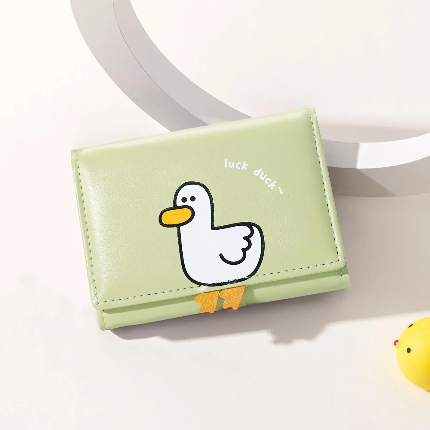 Sunwel Fashion Girls Cute 3D Duck Mini Folding Wallet Tiny Wallet Cash Pocket Card Holder ID Window Purse for Women